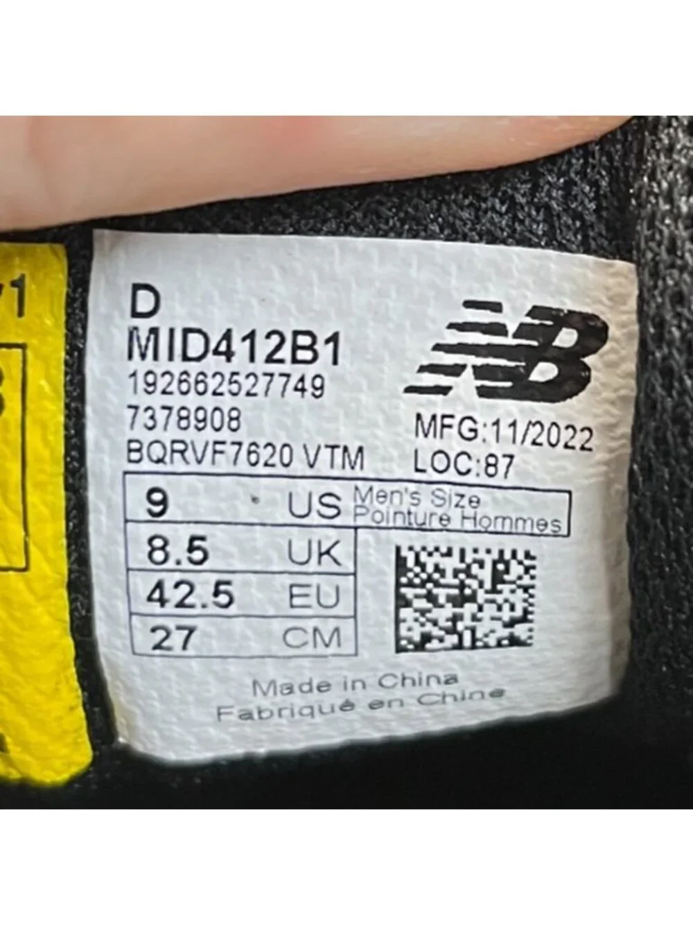 New Balance 412v1 Mens Size 9 Black Gray Alloy Toe Safety Work Shoes Sneakers